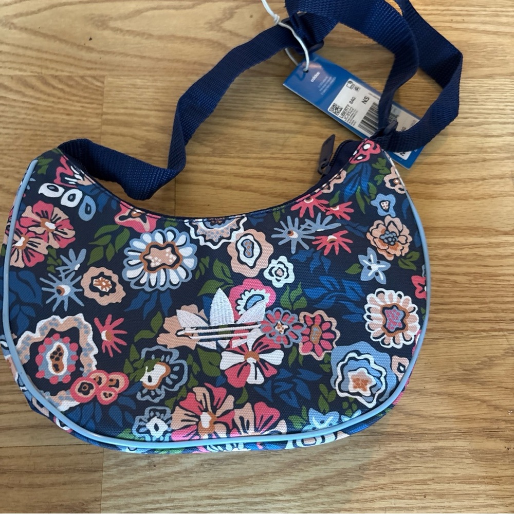 Adidas Pink and Blue Floral Shoulder Bag